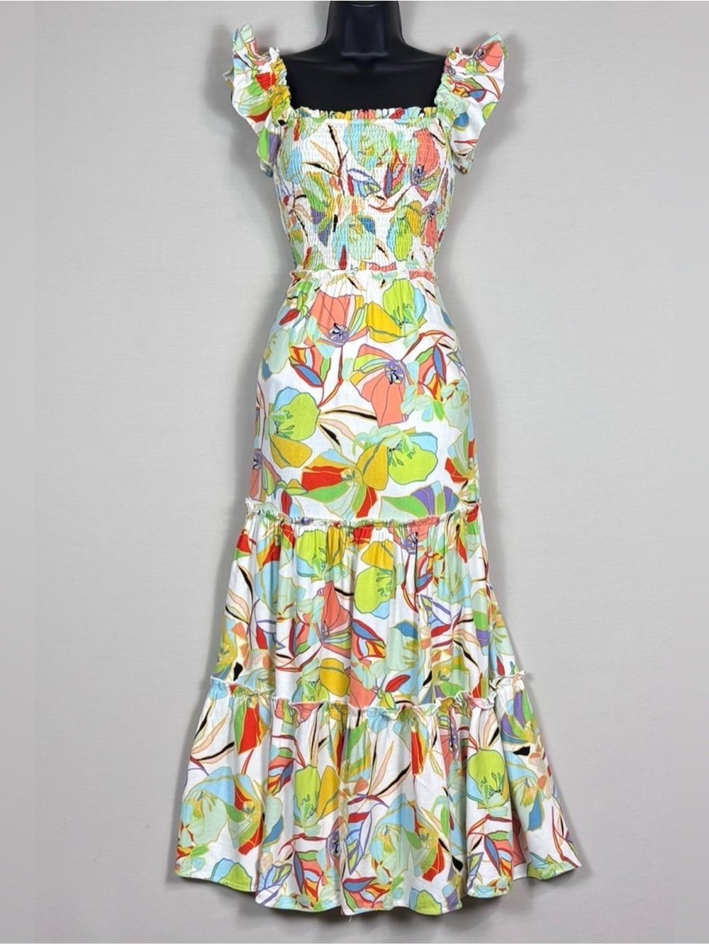Floral/Botanical Smocked Tiered Maxi Dress